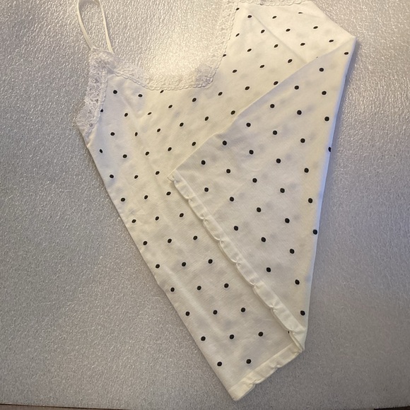 NWOT - Majora White & Black Stitched Polka Dot Scalloped Edge Camisole - Sz L - Picture 12 of 16